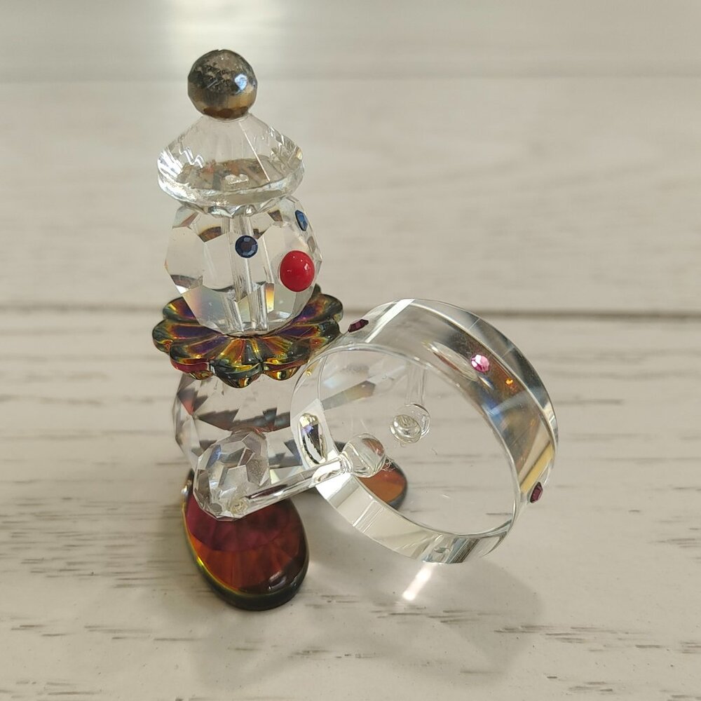 Crystal Clown With Drum Small Figurine Crystal Symphony